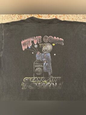 Vintage Alien Graphic Tee XL Fruit of the Loom Heavy Cotton Faded Black Sci-Fi